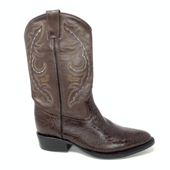 Darios Boots Size 27 Brown Leather Western Cowboy Boots Almond Toe Block Heel - Picture 5 of 10